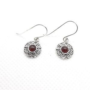 Sterling Silver Earrings with Genuine Red Onyx